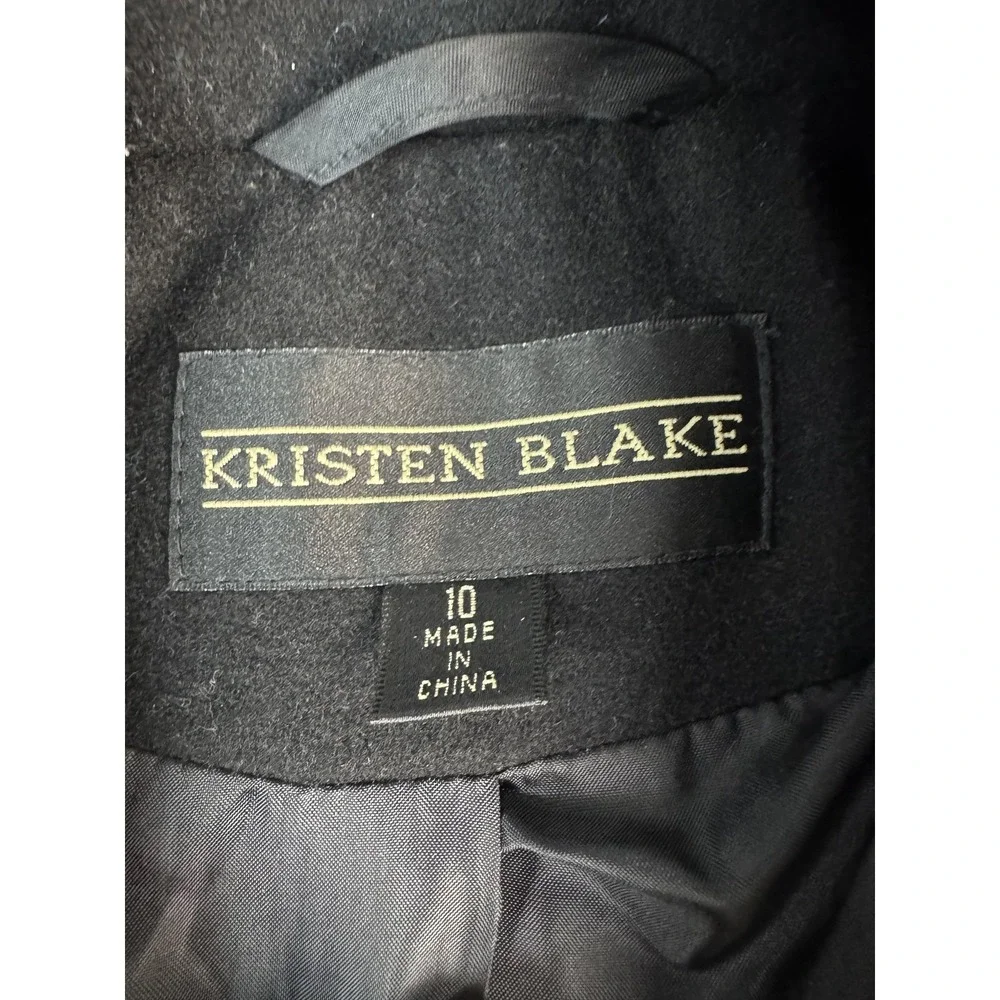 Kristen Blake Pea Coat Womens‎ 10 Black Wool Blend Double Breasted Winter Jacket